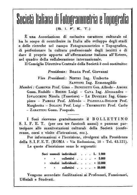 Copertina articolo #1 Bollettino SIFET ANNO: 1955 n.2